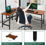 Brown L Shaped Gaming Desk with Large Work Space - Furniture4Design