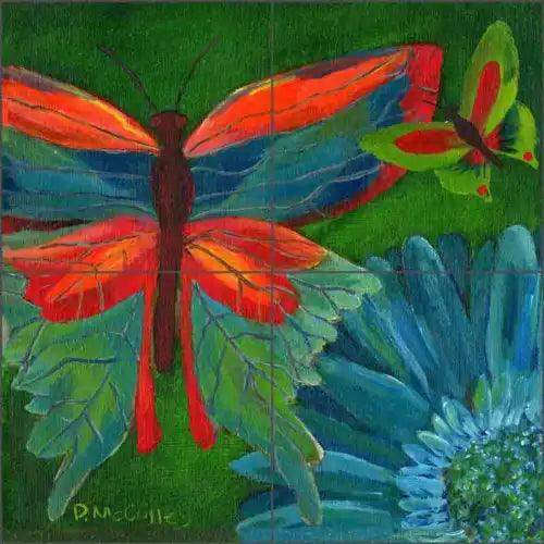 Butterfly Tile Backsplash Debbie McCulley Floral Art Ceramic Mural POV-DM008 - Furniture4Design