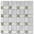 C262XH Carrara White Marble Plaid Tartan Mosaic Tile Green Jade Thassos Honed - Furniture4Design