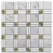 C262XP Carrara White Marble Plaid Tartan Mosaic Tile Green Thassos Polished - Furniture4Design