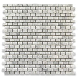 C60XT NonSlip Carrara Marble Mini Brick Mosaic Tile Tumbled Venato White - Furniture4Design