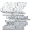 C78XH Carrara White Marble Random Strip Modern Brick Mosaic Tile Honed - Furniture4Design