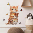 Cartoon Cat Butterfly Sticker Kids Bedroom Decal 3D Wall Art Bathroom Decor New - Furniture4Design