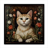 Cat Flowers Ceramic Tile Floral Feline Backsplash Border Wall Art 4 Inches - Furniture4Design