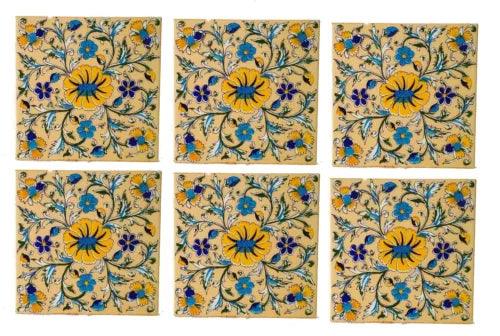 CERAMIC ART POTTERY FLORAL DECORATIVE TRADITIONAL HANDCRAFTED TILE 6 X 6 INCH T1 - Furniture4Design