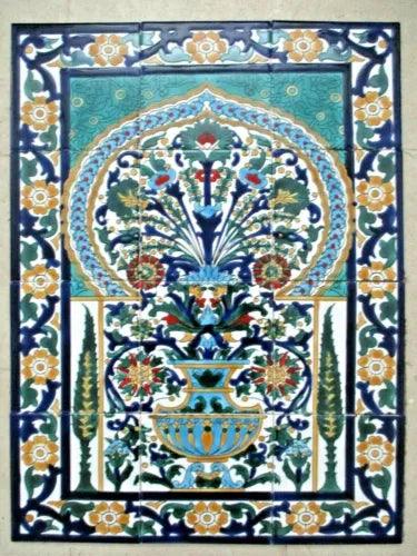 Ceramic tile art Mosaic wall mural Arabesque Antique floral BACKSPLAH 18" x 24" - Furniture4Design