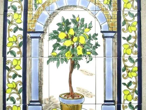 Ceramic tile art Mosaic wall mural Lemon Tree floral BACKSPLASH 18" x 24" - Furniture4Design