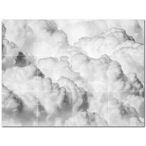 Clouds Ceramic Tile Wall Mural PT500386. 48" W x 36" H (12) 12x12 tiles - Furniture4Design