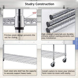 Commercial Grade 6-Tier Wire Shelving Unit with Adjustable Wheels - Chrome Finish - Furniture4Design