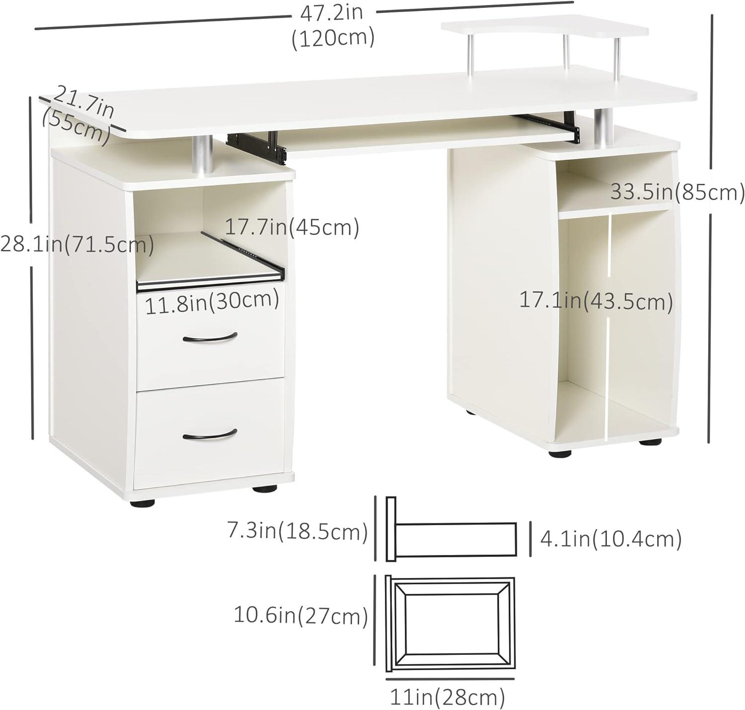 Compact White Home Office Desk with Ample Storage and Cord Management - Furniture4Design