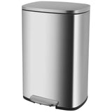 Contemporary 13.2 Gallon Stainless Steel Trash Can with Removable Inner Bucket and Pedal - Furniture4Design