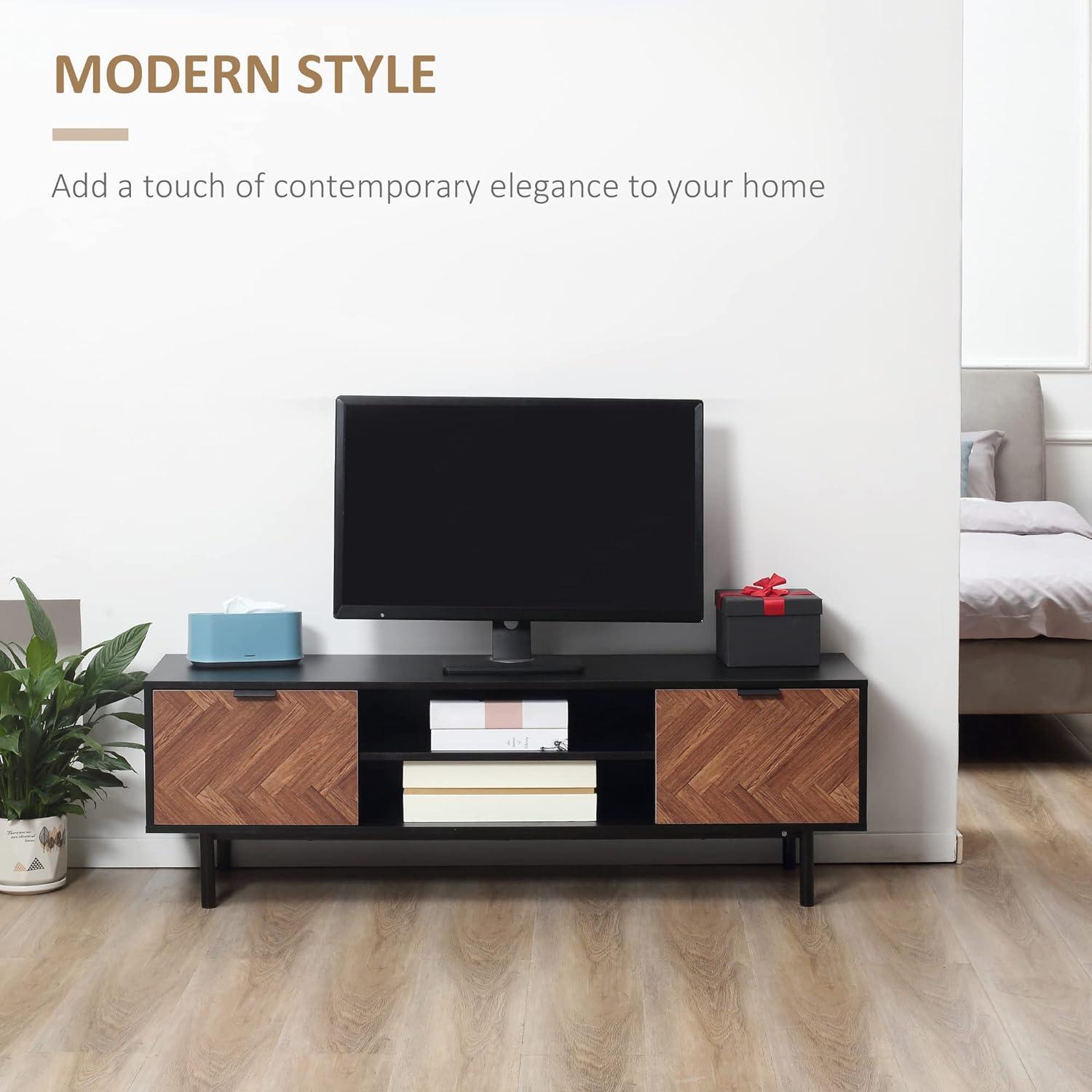 Contemporary Black TV Cabinet with Ample Storage and Cable Management - Furniture4Design