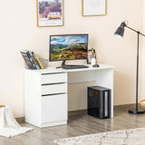 Contemporary White Computer Desk with Storage Drawer and Cabinet - Furniture4Design