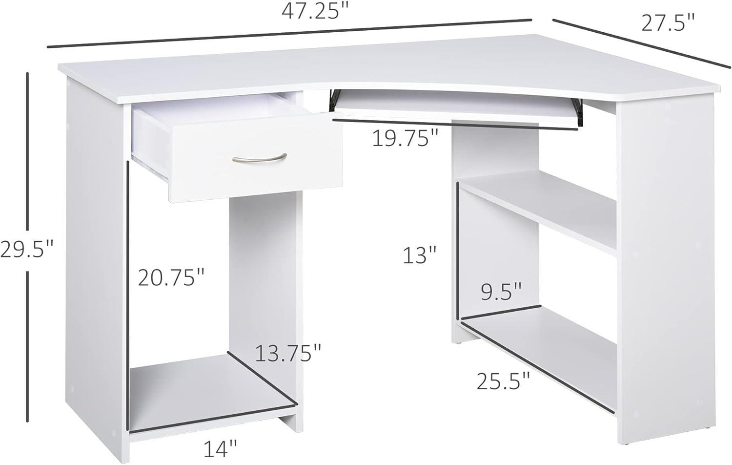 Corner Desk with Shelves and Keyboard Tray for Small Spaces - Furniture4Design