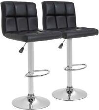 Counter Height Bar Stools Set Leather Adjustable BarStool W/Black Swivel Stool - Furniture4Design