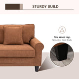 Cozy Corduroy 3-Seater Sofa with Rolled Armrests - Brown - Furniture4Design