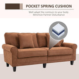 Cozy Corduroy 3-Seater Sofa with Rolled Armrests - Brown - Furniture4Design