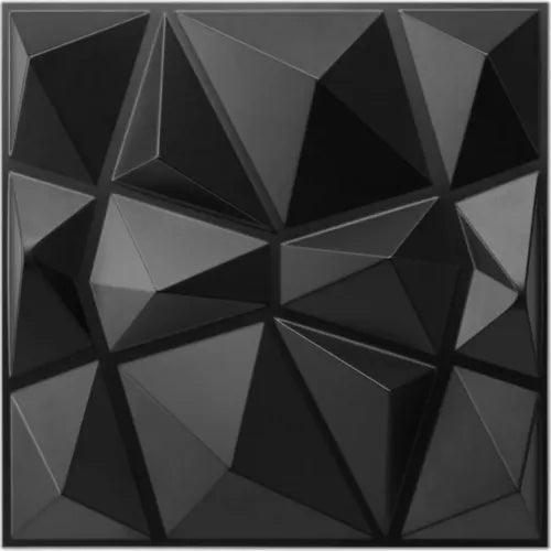 Decorative 3D Wall Panels in Diamond Design, 11.8"x11.8" Matt Black (PACK OF 36) - Furniture4Design