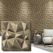 Decorative 3D Wall Panels in Diamond Design, 12"X12" Antique Gold (33 Pack) - Furniture4Design