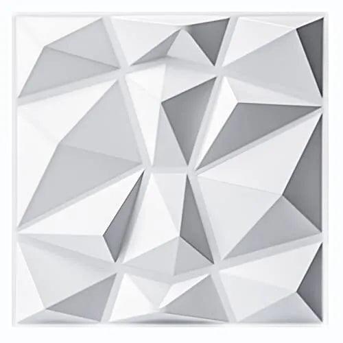 Decorative 3D Wall Panels in Diamond Design, 12"x12" Matt (33 Pack) White - Furniture4Design