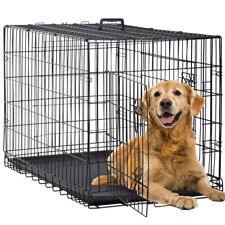 Dog Crate Extra Large Double Door Folding Dog Cage Pet Crate w/Divider&Tray,42" - Furniture4Design