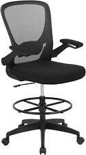 Drafting Chair Tall Office Chair w/ Adjustable Foot Ring and Flip-Up Arms Chair - Furniture4Design