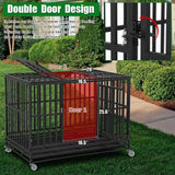 Durable Double-Door Heavy Duty Dog Crate for Large Dogs with Lockable Wheels - Furniture4Design