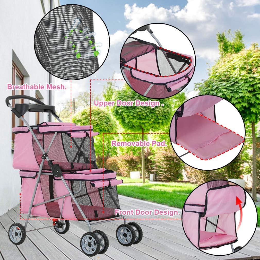 Easy Fold Dog and Cat Jogger Stroller with Safety Features and Storage - Furniture4Design