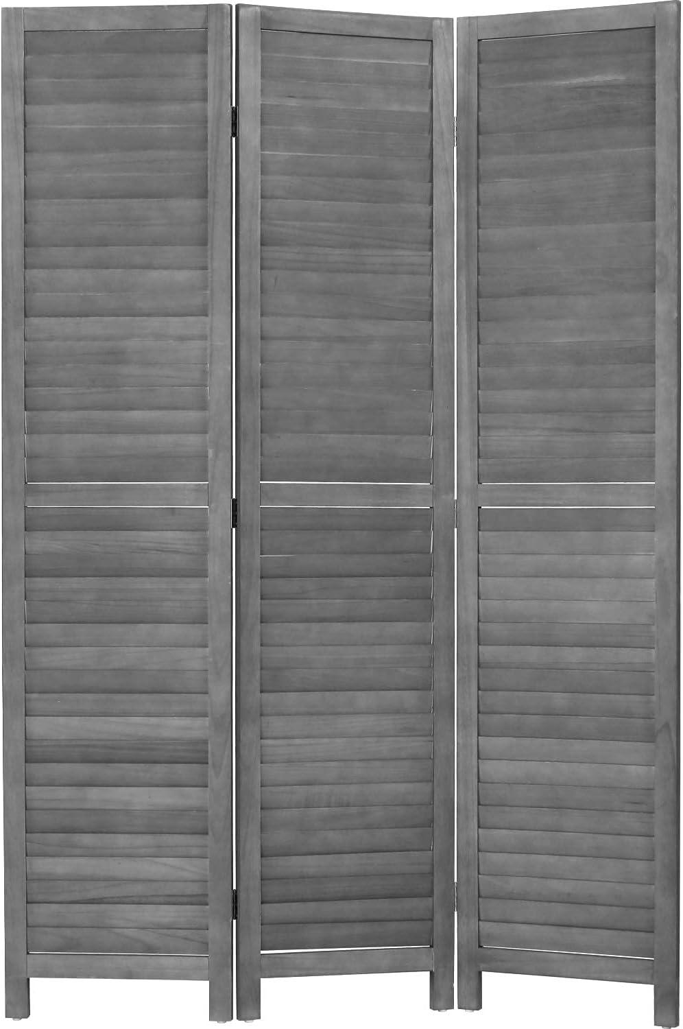 Eco-Friendly Hand Crafted Wood Room Divider Panel and Privacy Screens 68.9 x 15.75 Each Panel for Home Office Bedroom Restaurant (3 Panels, Gray) - Furniture4Design