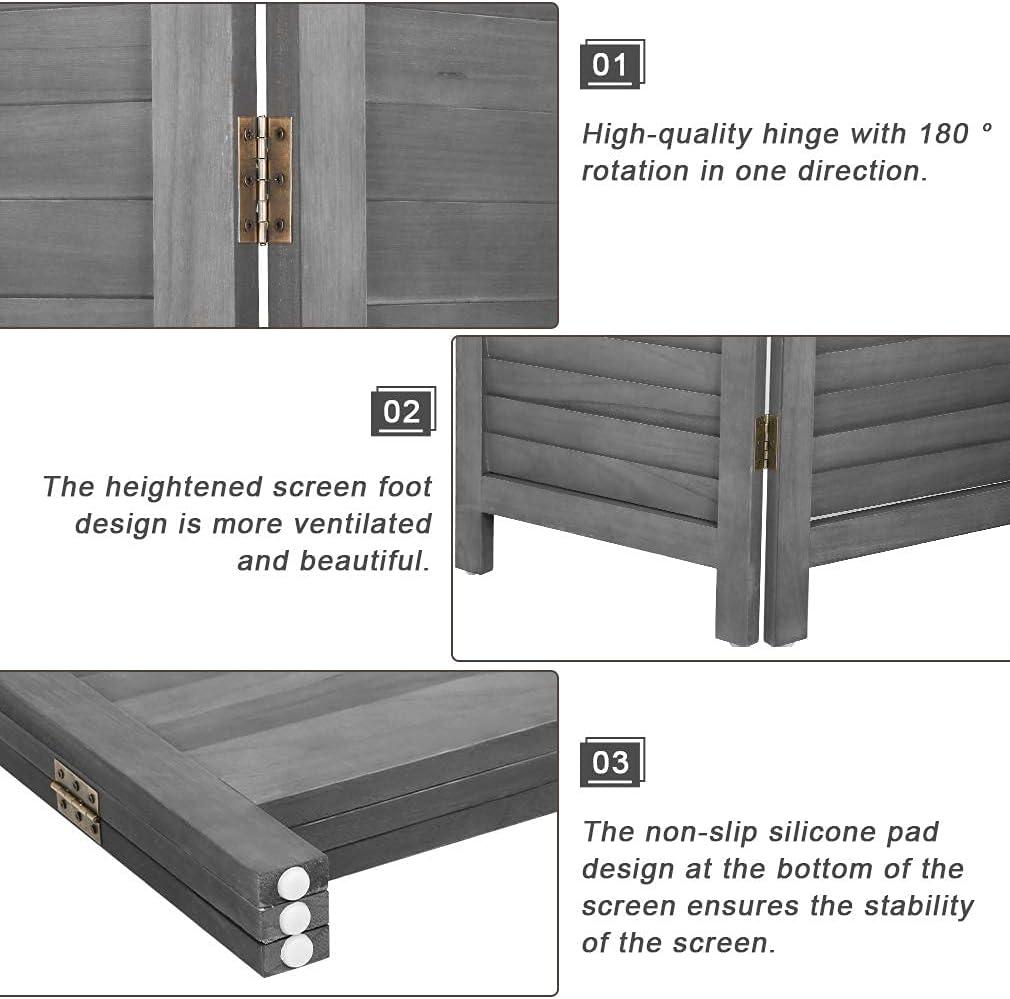 Eco-Friendly Hand Crafted Wood Room Divider Panel and Privacy Screens 68.9 x 15.75 Each Panel for Home Office Bedroom Restaurant (3 Panels, Gray) - Furniture4Design