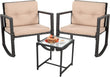 Elegant 3-Piece Rattan Patio Furniture Set with Rocking Chair and Coffee Table - Furniture4Design