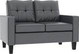 Elegant 51 Double Seater PU Leather Loveseat in Grey with Armrests and Tufted Backrest - Furniture4Design