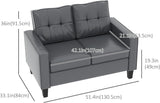 Elegant 51 Double Seater PU Leather Loveseat in Grey with Armrests and Tufted Backrest - Furniture4Design