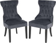 Elegant Blue/Grey Tufted Upholstered Dining Chairs Set of 2 with Metal Accents - Furniture4Design