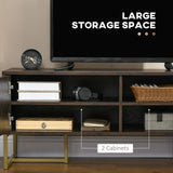 Elegant Brown TV Stand for TVs up to 55 inches with Golden Legs in Minimalist Style - Furniture4Design