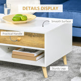 Elegant White and Brown Coffee Table with Drawers and Shelves - Furniture4Design