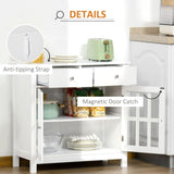 Elegant White Sideboard Buffet Cabinet with Glass Doors and Drawers - Furniture4Design