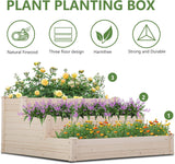 Elevated 3-Tier Wooden Garden Planter Box for Vegetables and Herbs - Furniture4Design