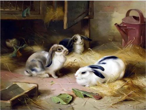 Emily's Pets Rabbits Farmyard Tile Mural Kitchen Wall Backsplash Marble Ceramic - Furniture4Design