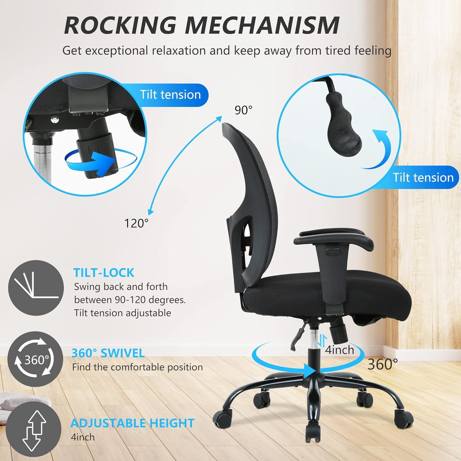 Ergonomic Big and Tall 400lb Office Chair with Adjustable Lumbar Support - Furniture4Design