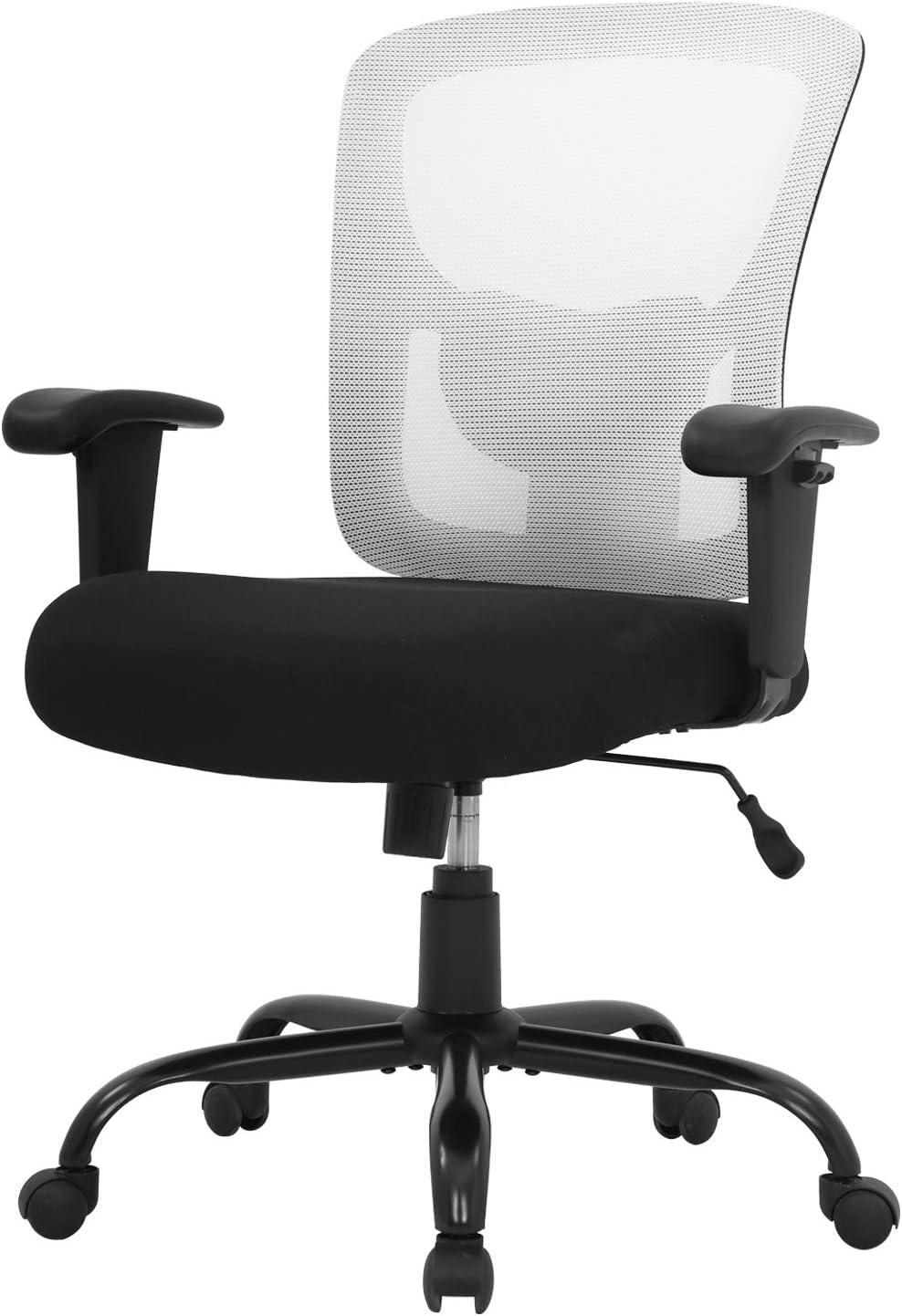 Ergonomic Big and Tall Office Chair with Lumbar Support (White) - Furniture4Design