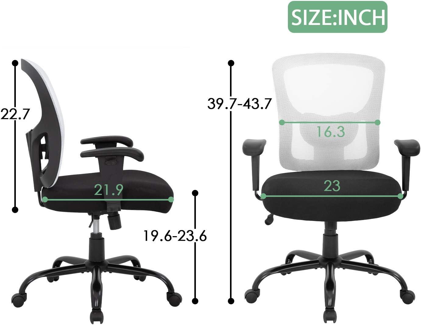 Ergonomic Big and Tall Office Chair with Lumbar Support (White) - Furniture4Design