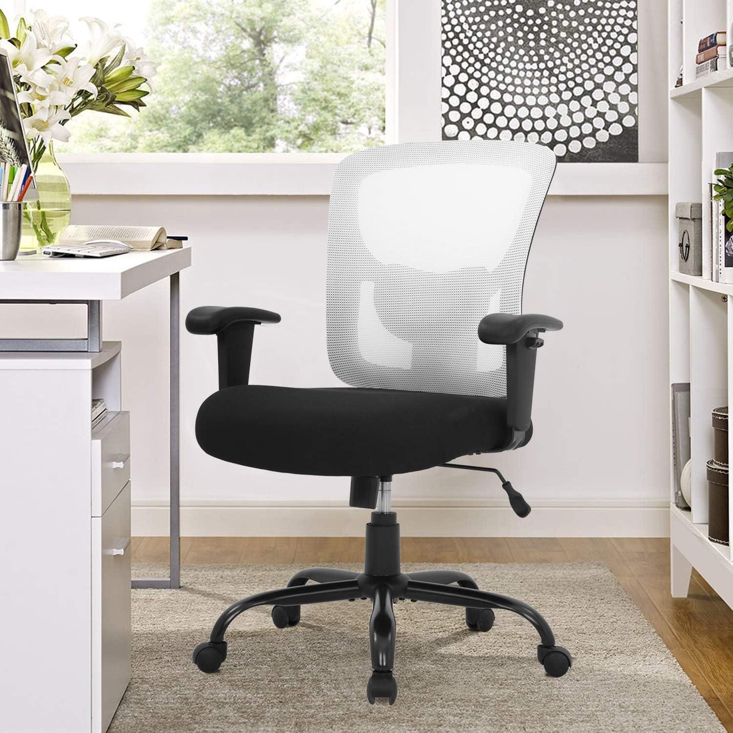 Ergonomic Big and Tall Office Chair with Lumbar Support (White) - Furniture4Design