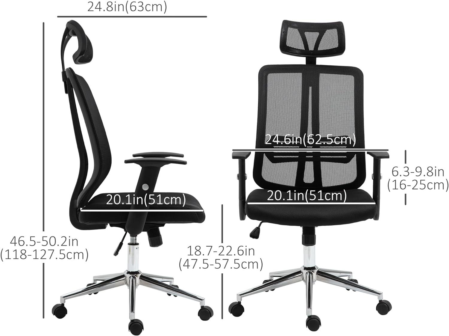 Ergonomic High-Back Mesh Office Chair with Adjustable Features, Black - Furniture4Design