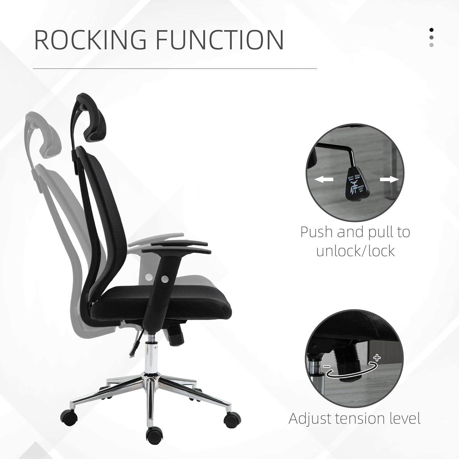 Ergonomic High-Back Mesh Office Chair with Adjustable Features, Black - Furniture4Design