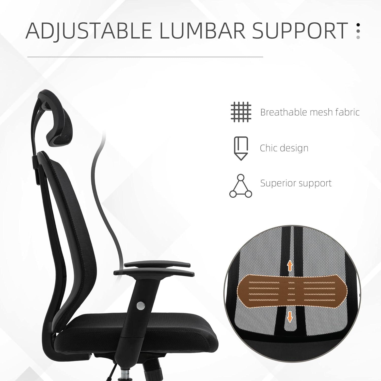 Ergonomic High-Back Mesh Office Chair with Adjustable Features, Black - Furniture4Design