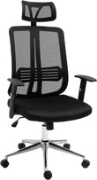 Ergonomic High Back Mesh Office Chair with Adjustable Headrest, Lumbar Support, and Swivel Wheels - Black - Furniture4Design