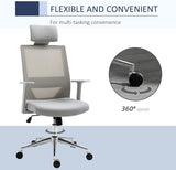 Ergonomic High Back Mesh Office Chair with Adjustable Lumbar Support, Headrest, and Rocking Function - Grey - Furniture4Design