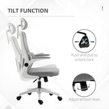 Ergonomic High Back Office Chair with Adjustable Headrest, Lumbar Support, and Height - Grey Mesh Computer Desk Chair - Furniture4Design