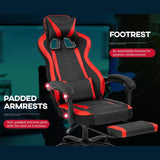 Ergonomic High Back Racing Gaming Chair with Lumbar Support and Footrest - Red - Furniture4Design